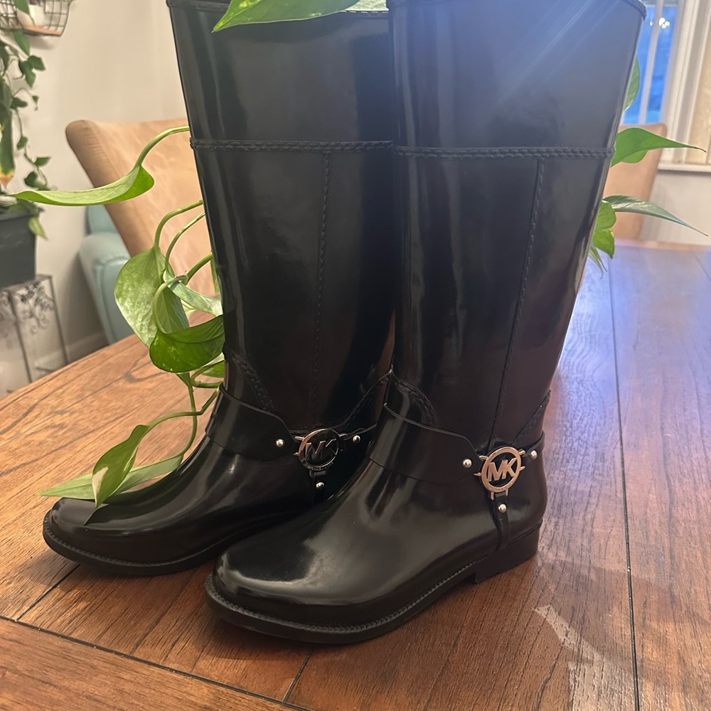 Michael Kors Glossy Black Rain Boots